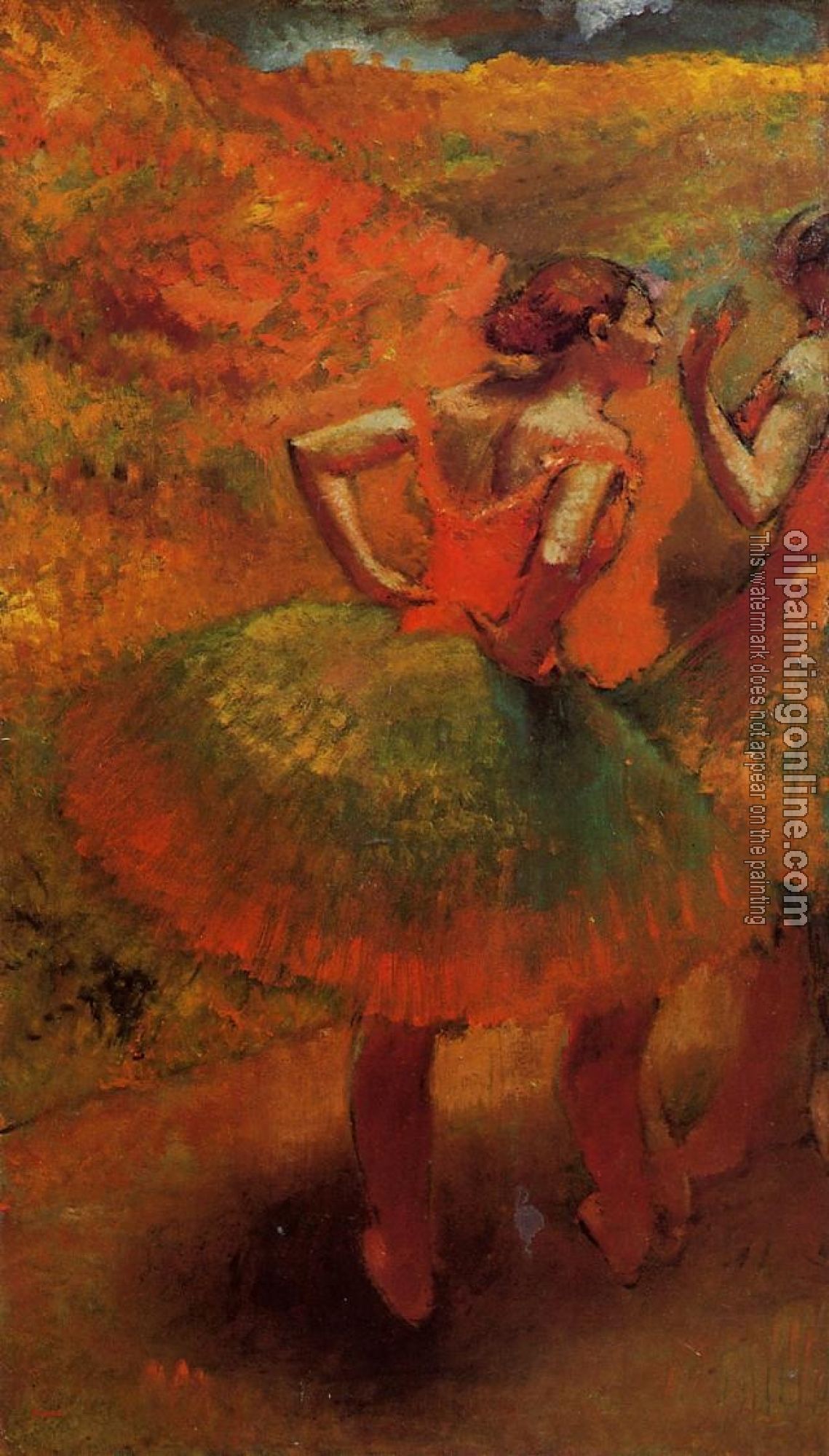 Degas, Edgar - Two Dancers in Green Skirts, Landscape Scenery